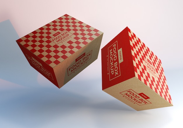 Download Floating food boxes packaging mockup | Premium PSD File