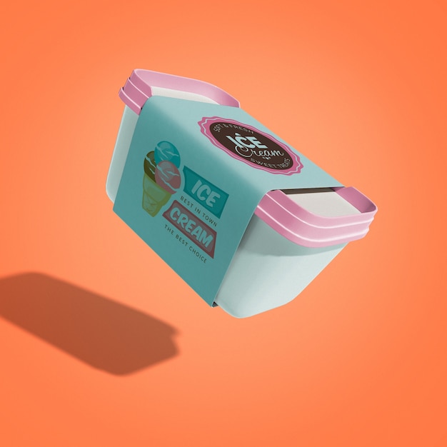 Free PSD | Floating ice cream mockup