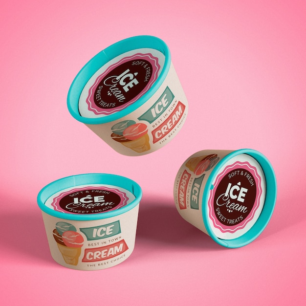 Download Floating ice cream mockup | Free PSD File