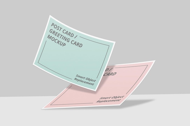 フローティング招待状またはポストカードのモックアップデザイン プレミアムpsdファイル