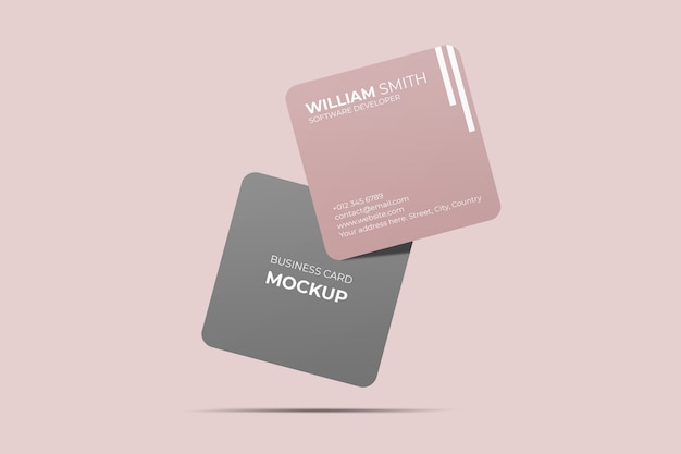 Download Premium PSD | Floating rounded corner square business card mockup