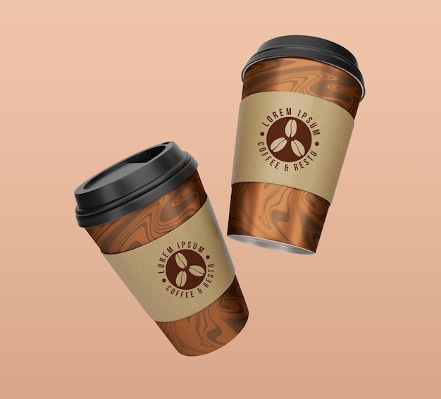 Download Premium PSD | Floating take away coffee and tea paper cup ...