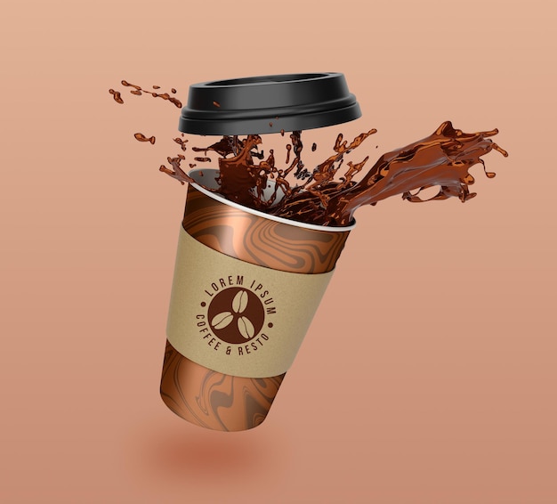 Download Premium PSD | Floating take away coffee and tea paper cup ...