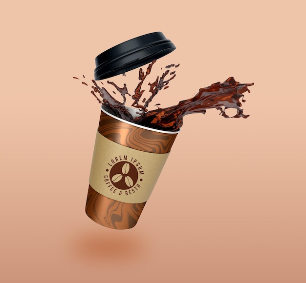 Download Premium Psd Floating Take Away Coffee And Tea Paper Cup Mockup Design