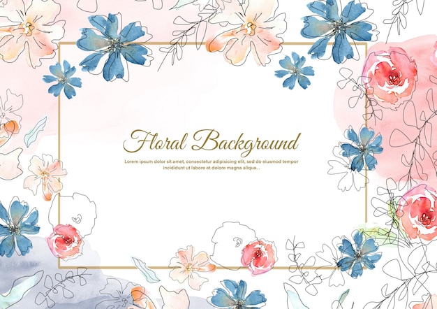 Premium PSD | Floral background with line art flower