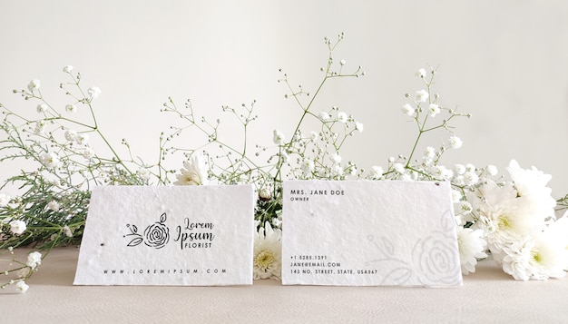 Floral business card mockup Premium Psd