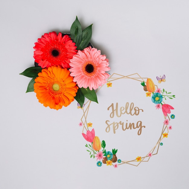 Download Free PSD | Floral frame mockup for spring