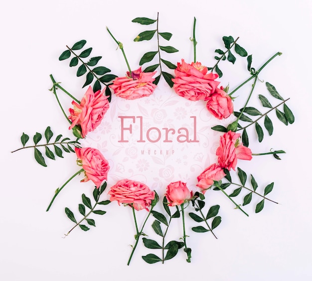 Download Floral frame pink roses mockup | Free PSD File