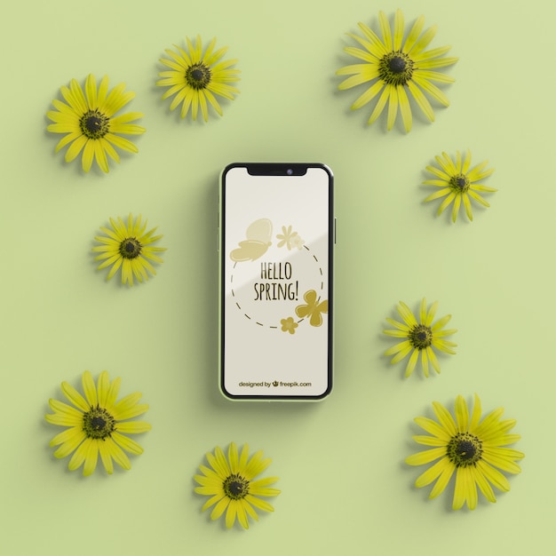 Download Free Psd Floral Frame With Mobile Device Mock Up