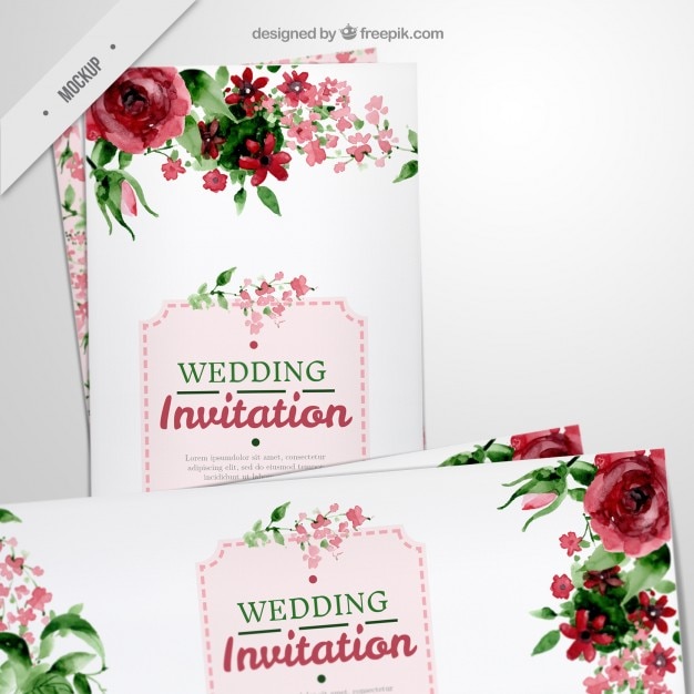 floral long flyers for wedding in watercolor effect PSD file | Free ...