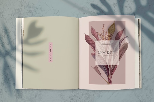 Download Free Psd Floral Magazine Mockup With Blank Space Yellowimages Mockups