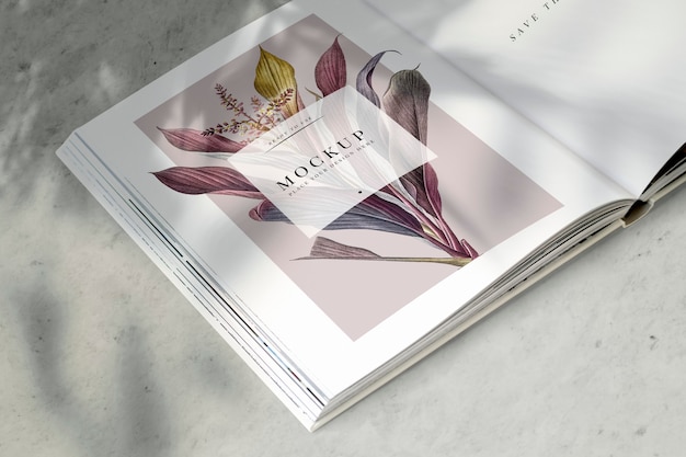 Download Floral magazine mockup with blank space PSD file | Free ...