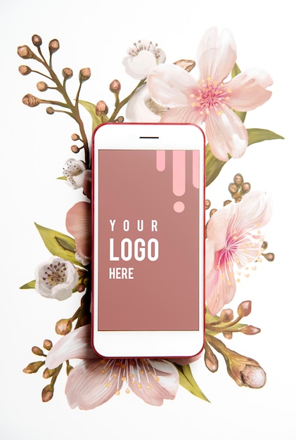 Download Floral mobile phone screen mockup PSD file | Free Download