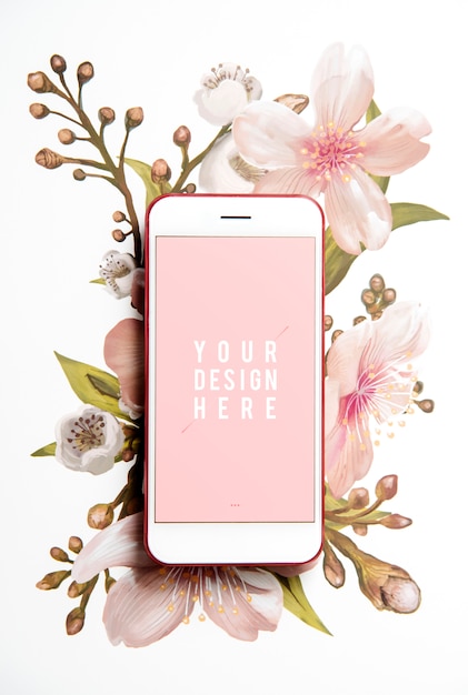 Download Floral mobile phone screen mockup PSD file | Free Download PSD Mockup Templates