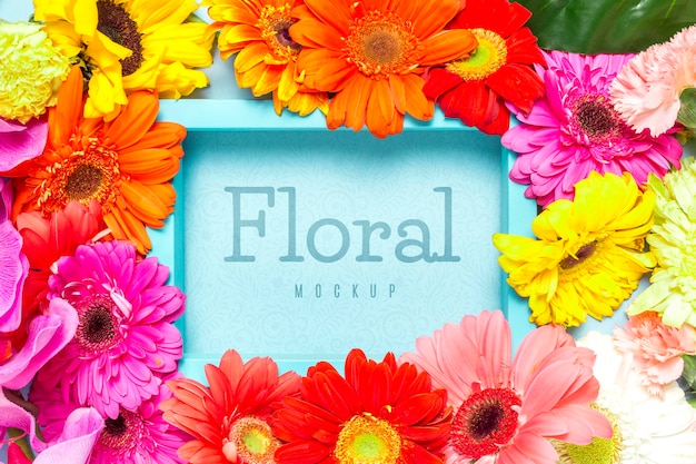 Download Floral mock-up with colorful plants | Free PSD File