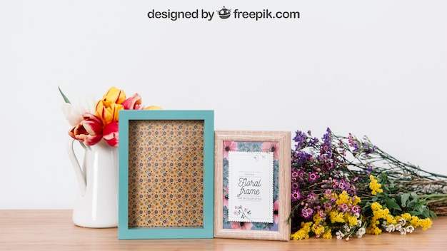 Download Free Psd Floral Mockup Of Frames
