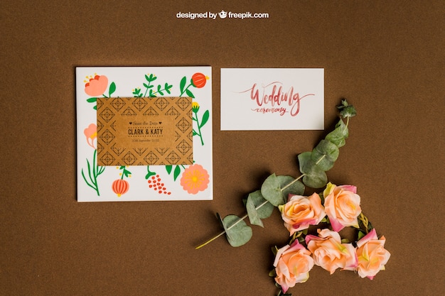 Download Floral stationery wedding mockup PSD file | Free Download