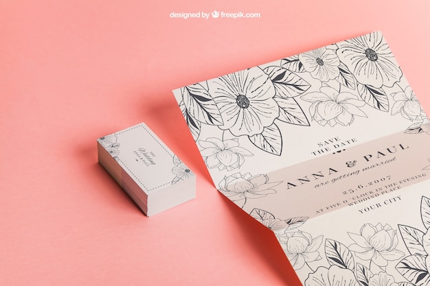 Download Floral wedding invitation and cards PSD file | Free Download