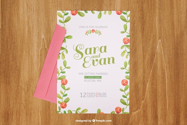 Download Floral wedding invitation mockup PSD file | Free Download