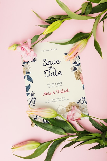 Download Floral wedding invitation mockup | Free PSD File