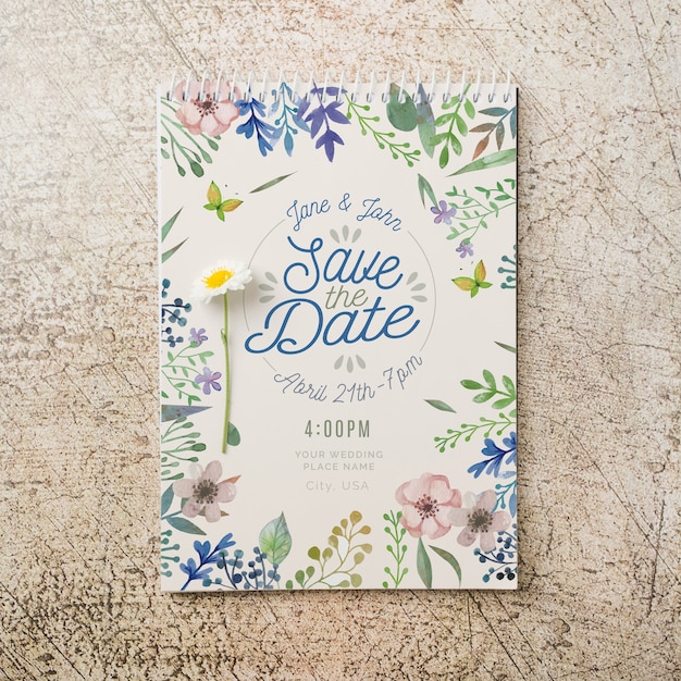 Download Floral wedding invitation mockup PSD file | Free Download