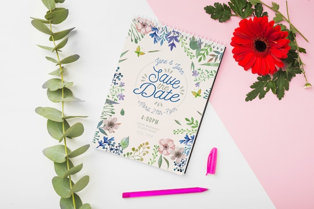 Download Floral wedding invitation mockup | Free PSD File