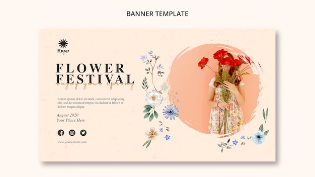 Flower Festival Concept Banner Template Free Psd File