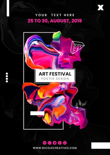 Fluid art poster design PSD file | Premium Download