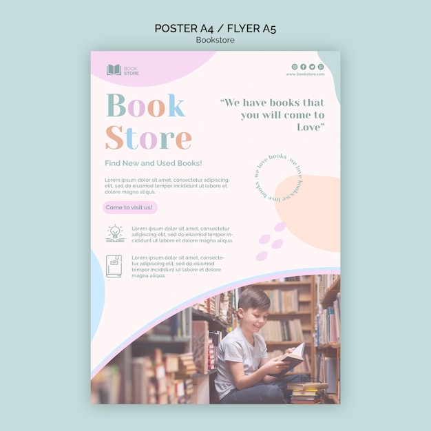 Free PSD | Flyer bookstore ad template