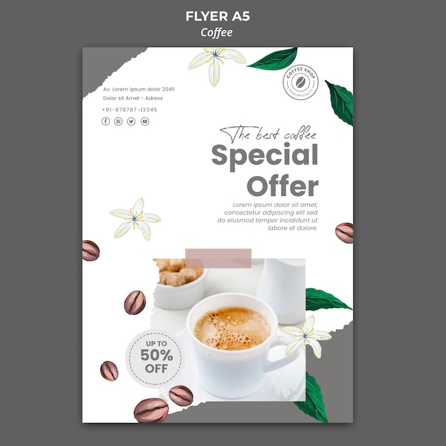 Free PSD | Flyer Template For Coffee