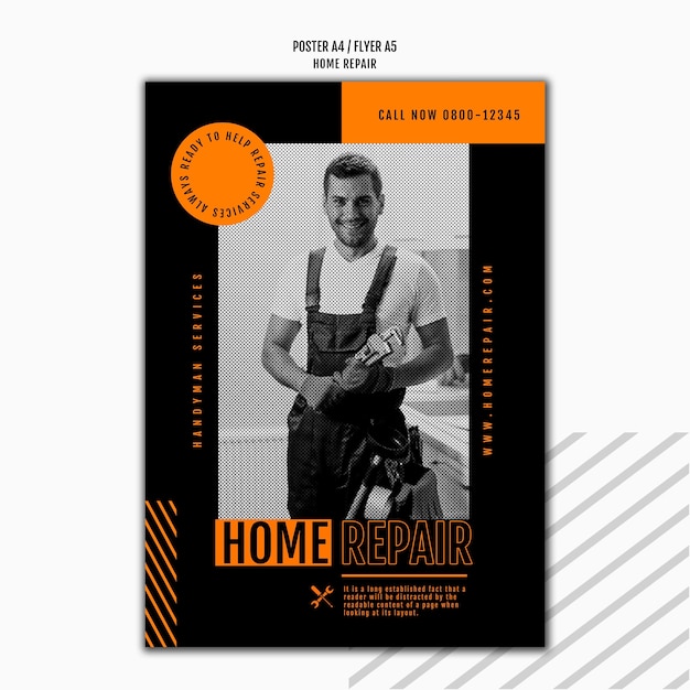 Download Free PSD | Flyer template for house repair company