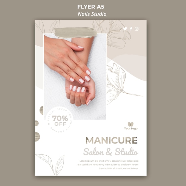 Free PSD | Flyer template for nail salon