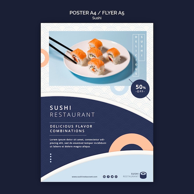 Free PSD | Flyer template for sushi restaurant
