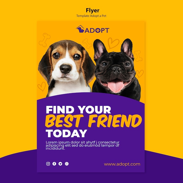 Free PSD Flyer template with adopt pet concept