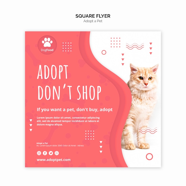 Free PSD | Flyer template with adopt pet theme