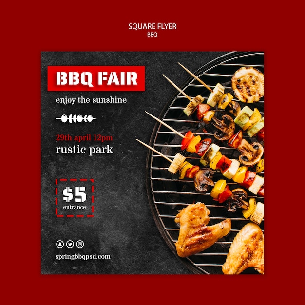 Flyer template with bbq Free PSD File