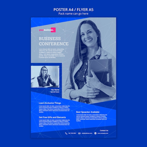 Flyer template with business woman PSD file | Free Download