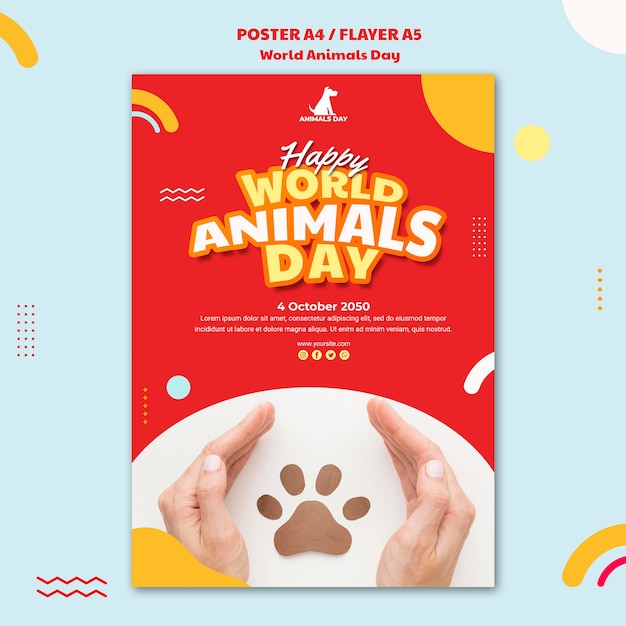 Free PSD Flyer world animals day template