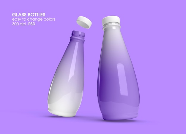 Download Premium Psd Flying Glass Bottles Mockup Design Rendering