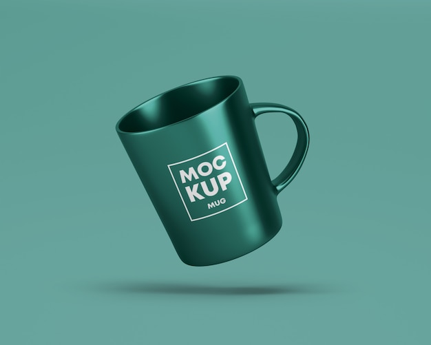 Download Premium Psd Flying Metallic Mug Mockup