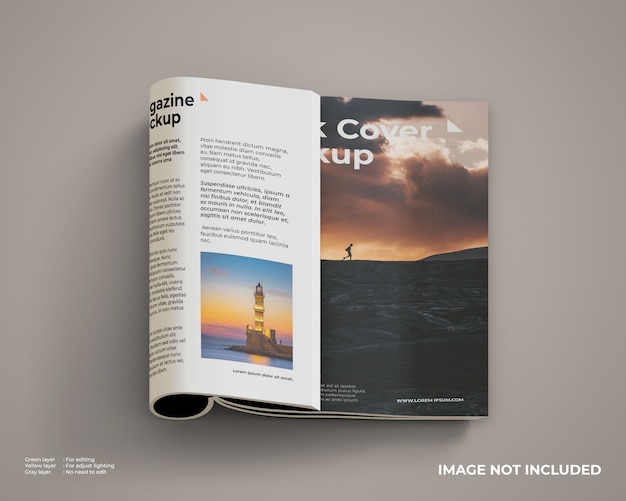 Premium Psd Folded Magazine Mockup Right Side Inside And Front Cover