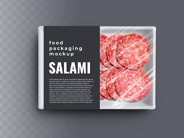 Premium PSD | Food box tray container mockup with sliced salami in