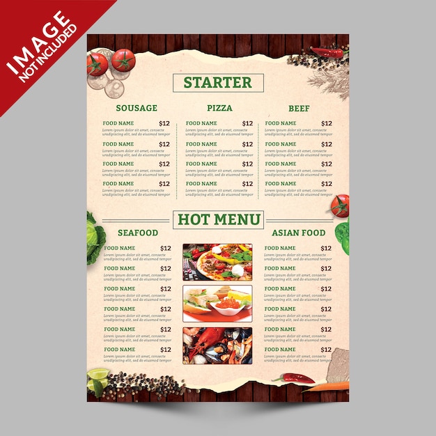 Premium PSD | Food menu book side b