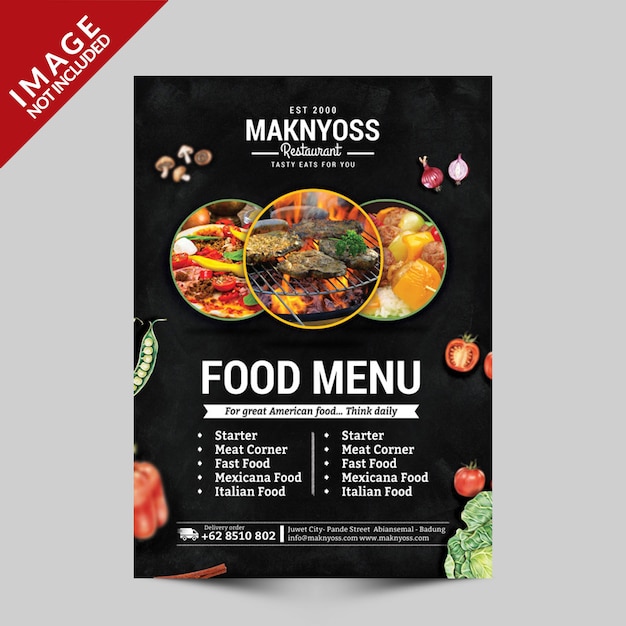 Premium PSD | Food menu flyer template front side