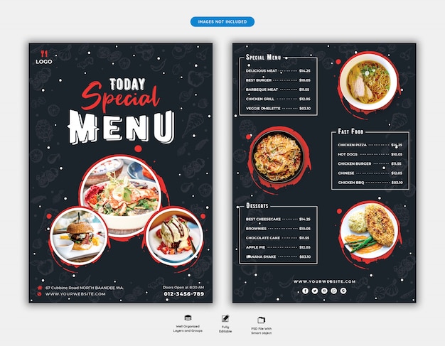  Food menu and restaurant flyer template Premium Psd