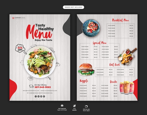Food menu and restaurant flyer template Premium Psd