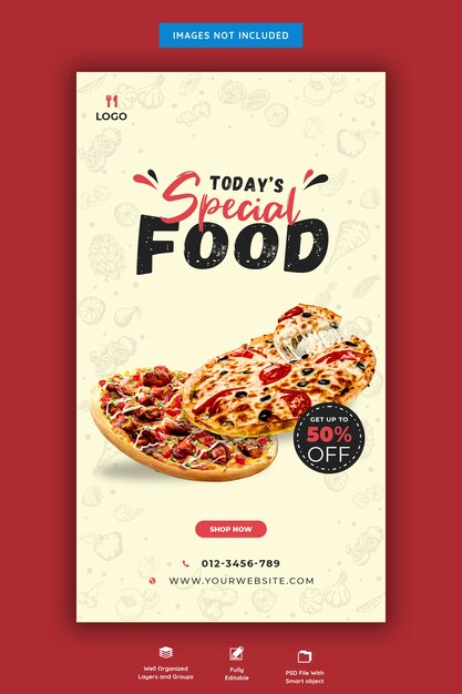 Food menu and restaurant instagram story template Premium Psd
