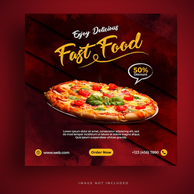 Food menu and restaurant pizza social media banner template Premium Psd