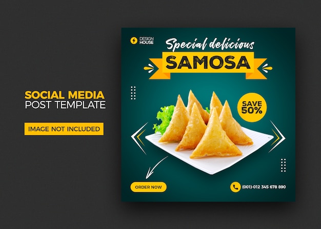 Food menu and restaurant samosa social media post template | Premium ...