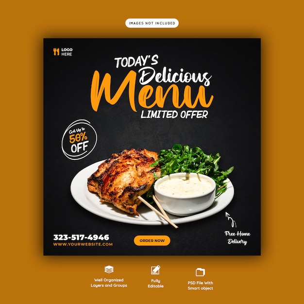 Premium PSD | Food menu and restaurant social media banner template